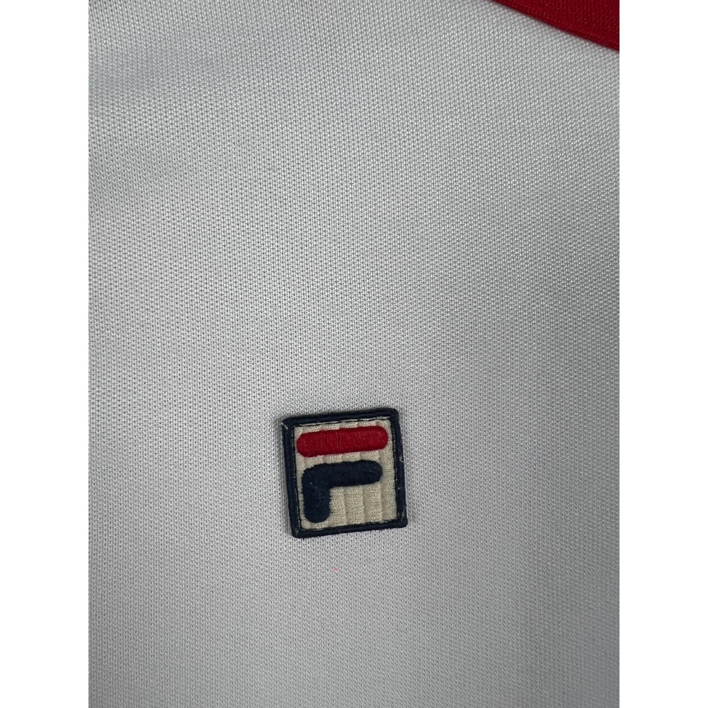 Fila Quarter Zip Pullover Mens Medium White Navy Colorblock Striped Sweatshirt - Picture 7 of 16